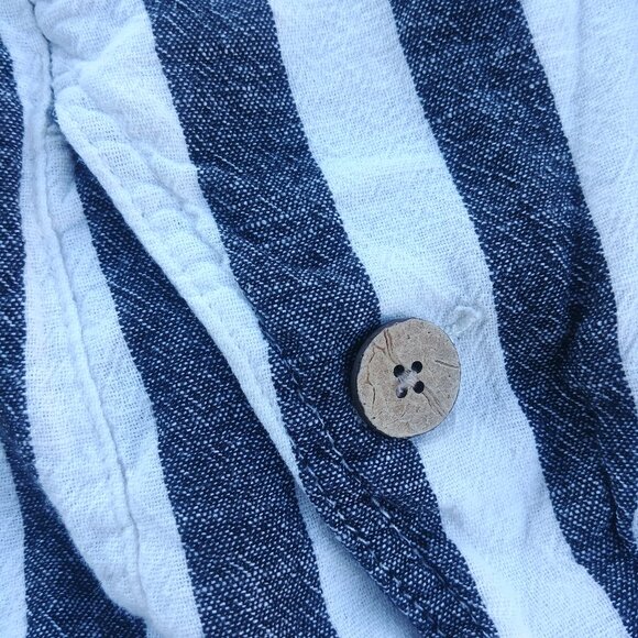 Linen cotton shorts navy blue and white stripes size 16W - Picture 8 of 15